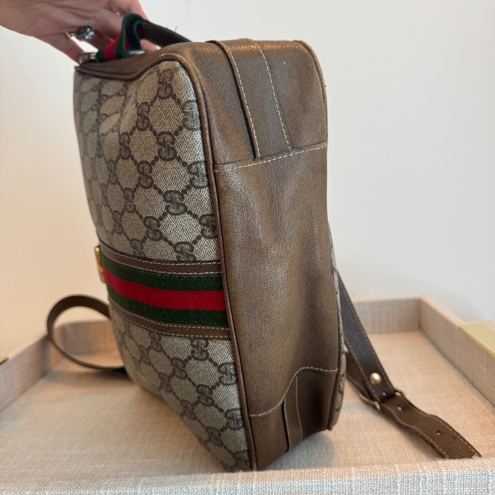 Gucci Vintage Monogram Crossbody Bag Sherry Web Stripe GG Supreme Coated Canvas - Picture 10 of 17